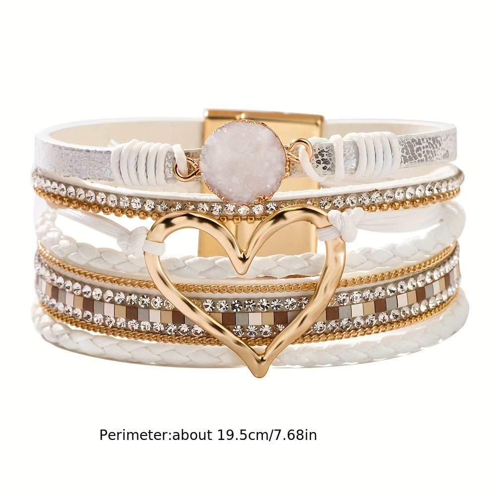 Boho vícerozměrný kožený náramek