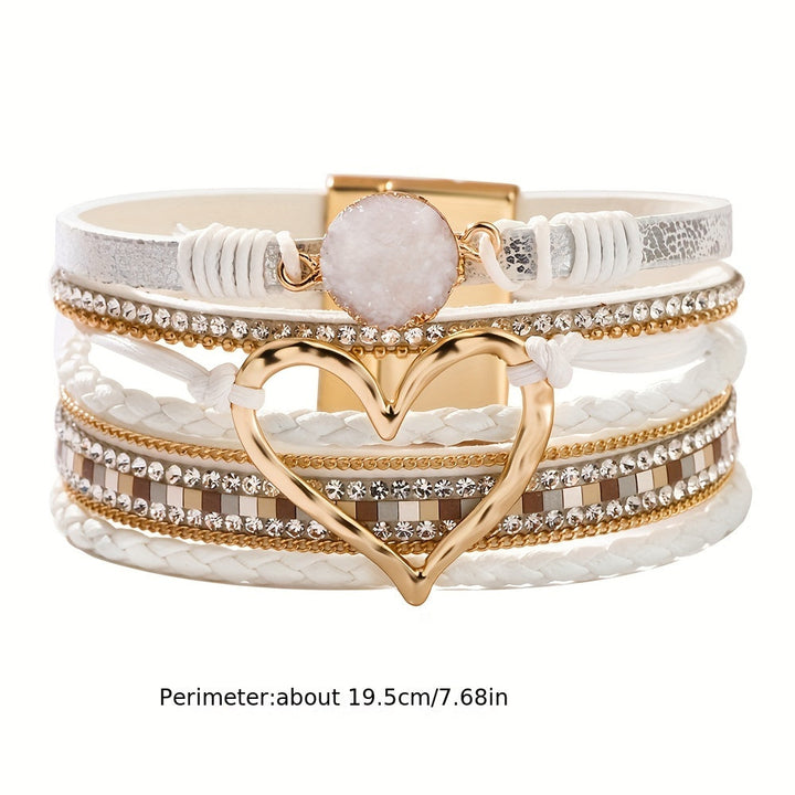 Boho vícerozměrný kožený náramek