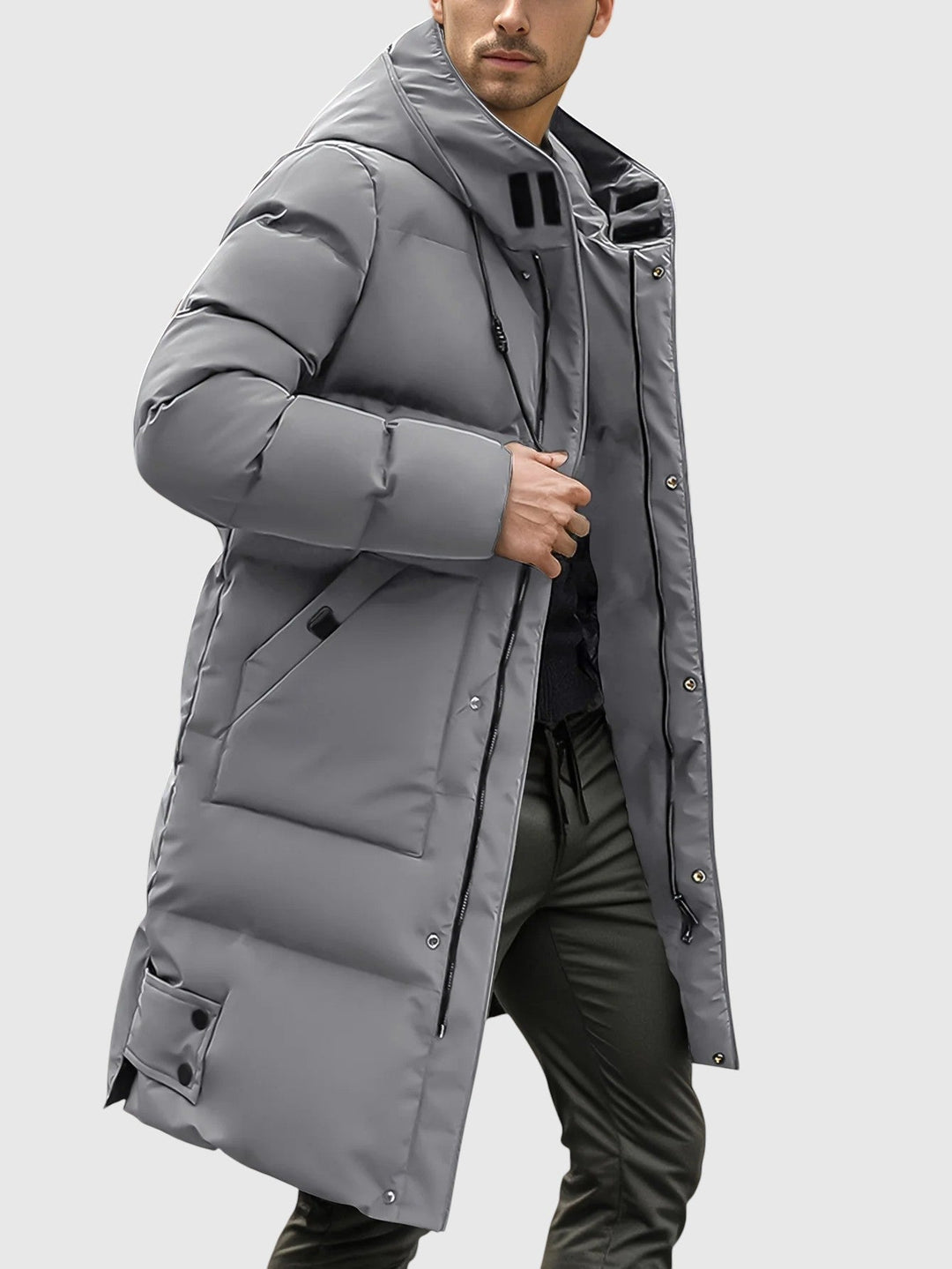 Jan – Prošívaný dlouhý kabát s kapucí