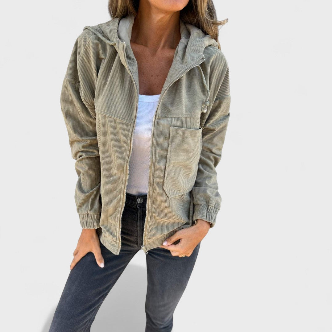 Veronika - Sametová bunda s kapucí a zipem