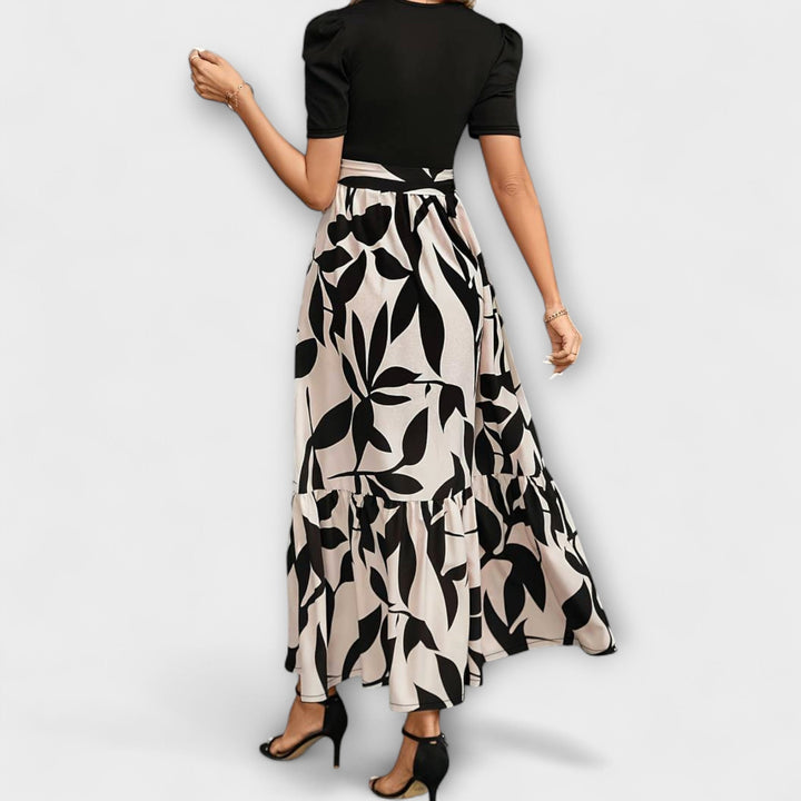 Luna - Letní šaty s květinovým vzorem a kulatým výstřihem