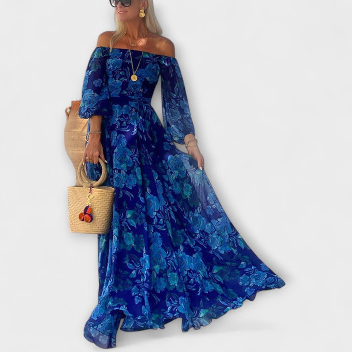 Juniper - Květinové Maxi Šaty s Odhalenými Rameny na Dovolenou