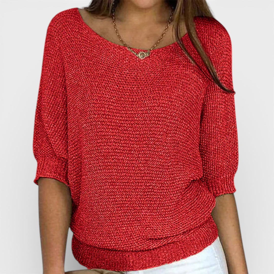 Barbora – Lehký pletený svetr s volným střihem