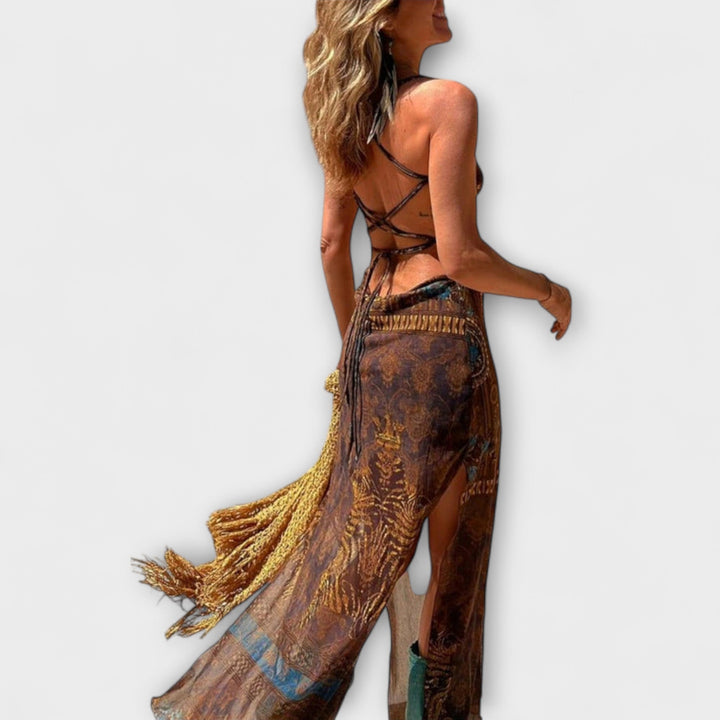 Poplatek - Unikátní Midi Šaty s Límcem