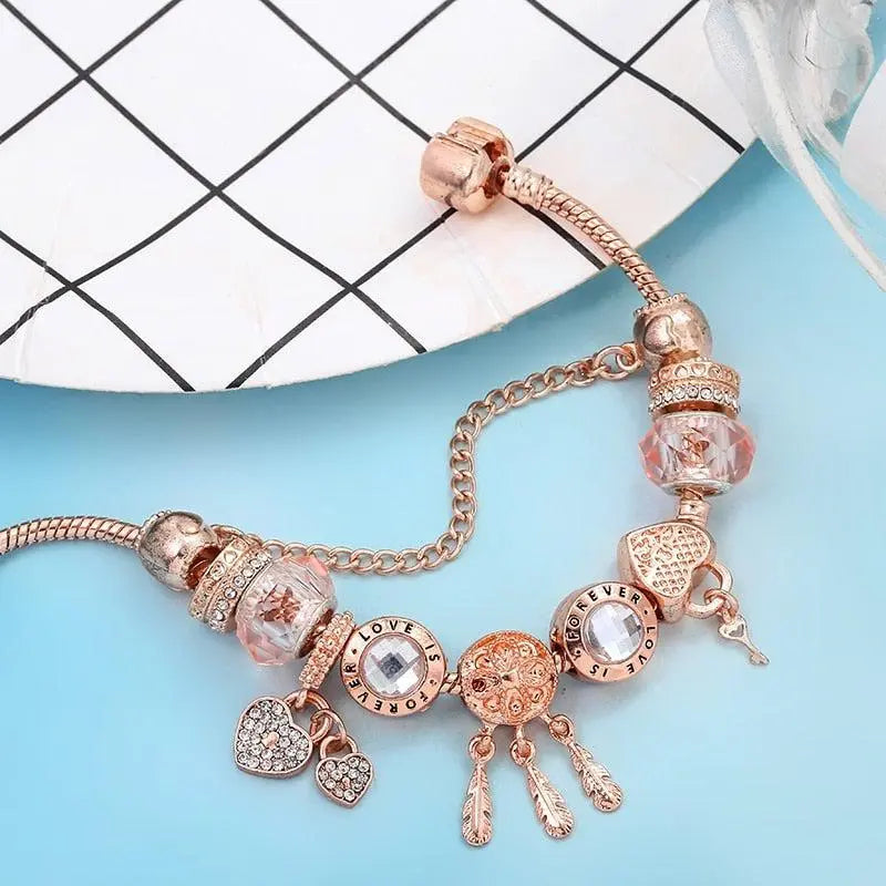 Náramek s lapačem snů a přívěsky ze stříbra