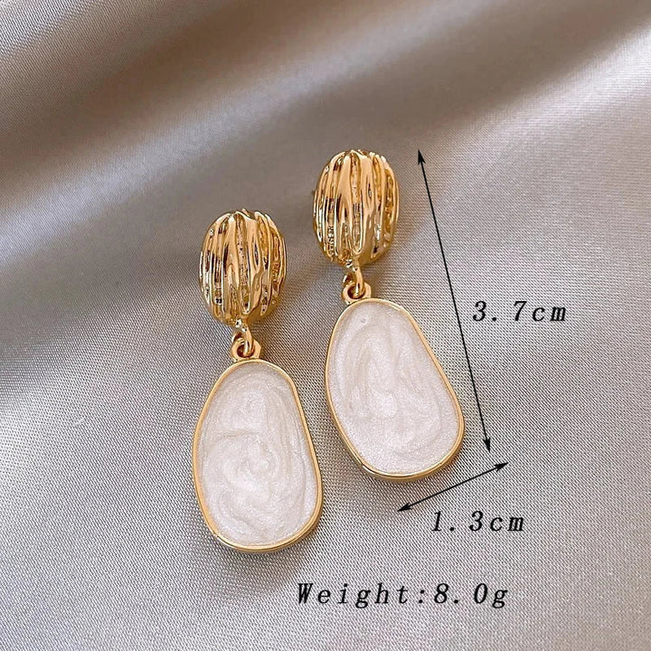 Vintage smaltované oválné visací náušnice