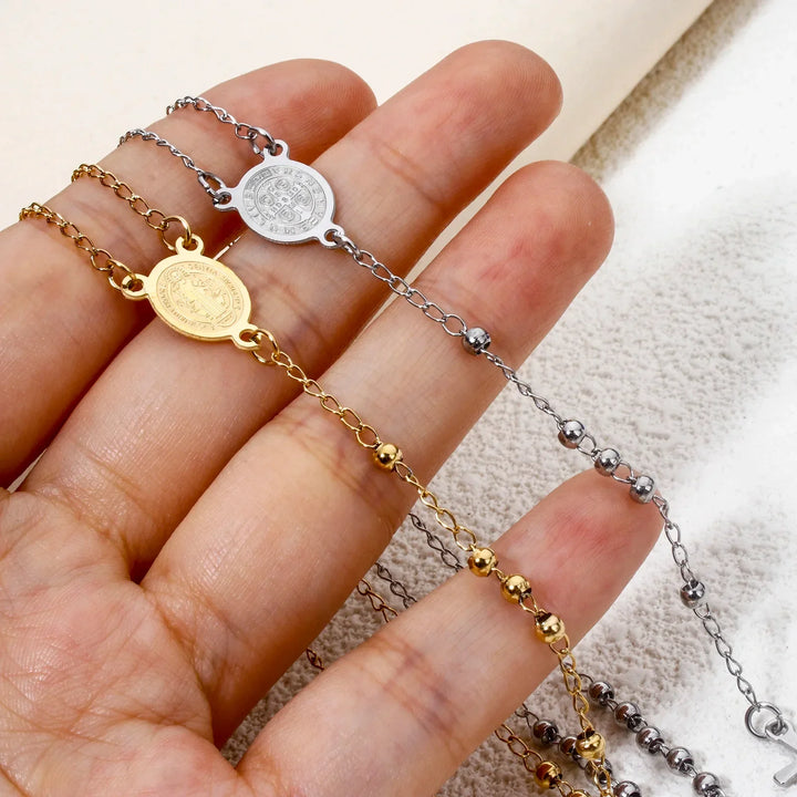 Náhrdelník z nerezové oceli s růžencem