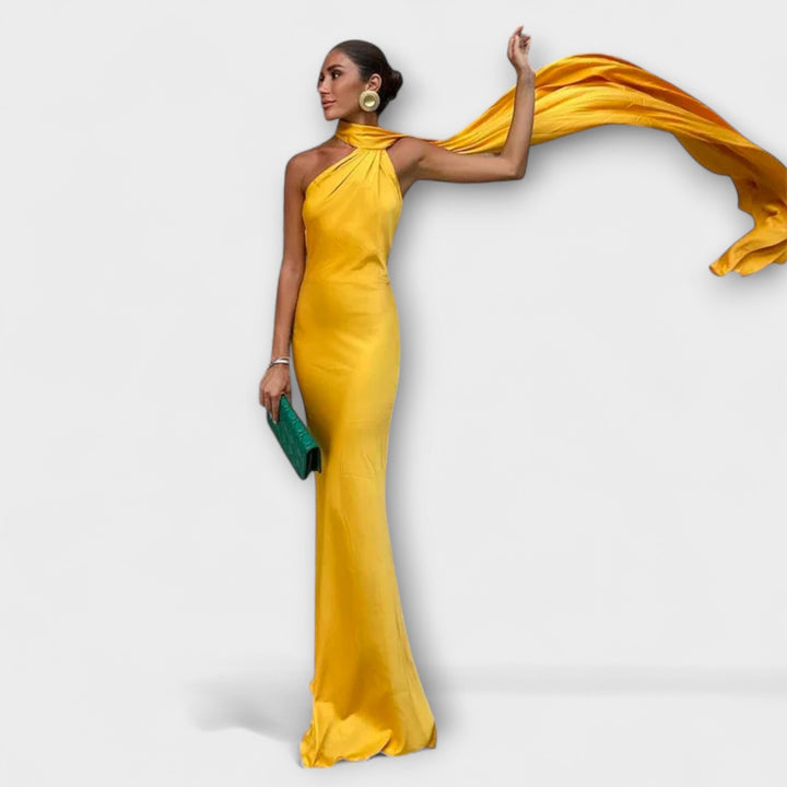 Chic Maxi šaty s odhalenými rameny a zavazováním za krk