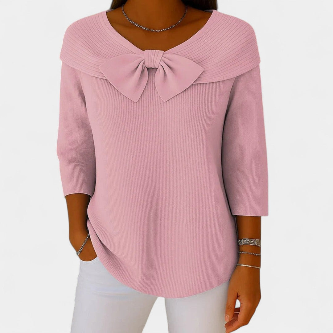 Alenka – Ženský pletený svetr s mašlí