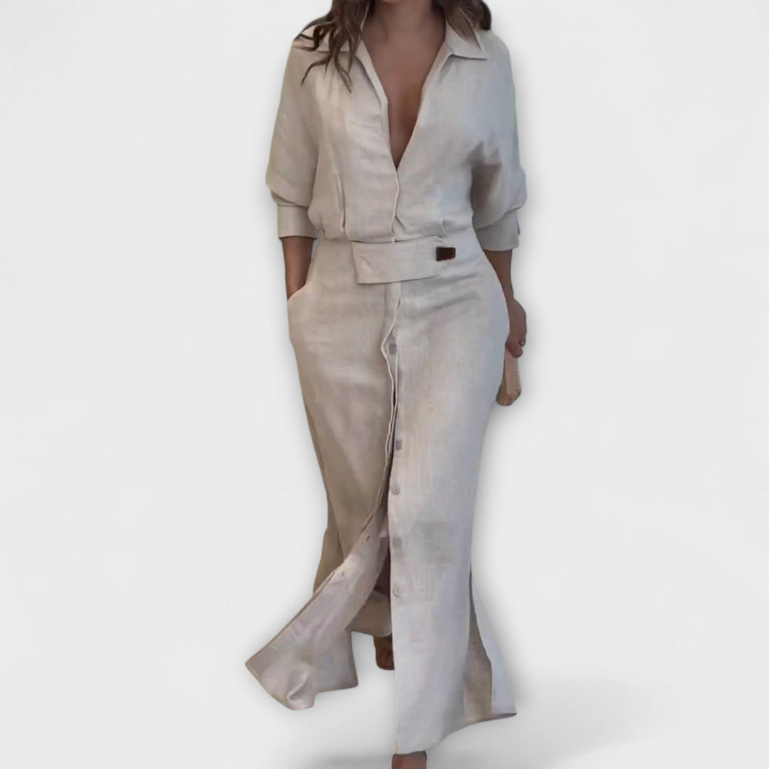 Jeanette - Maxi šaty s výstřihem do V