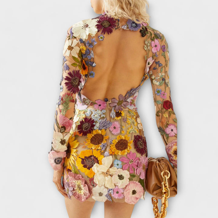 Dolores - Šaty s 3D květinovým vzorem